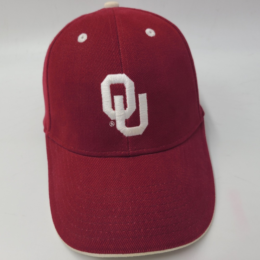 Oklahoma Sooners Hat Adjustable Signatures Red White NCAA University OU Logo Men